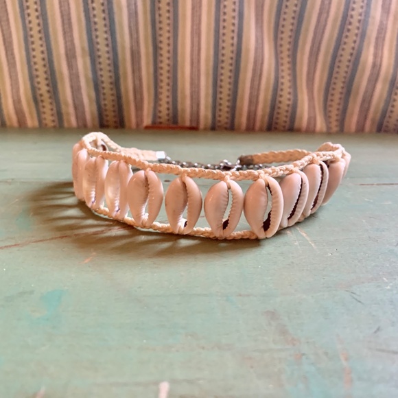 🧡 VTG Hippie Reversible Handmade Crochet Cowrie Sea Shell Choker - Cowrie Shell - Picture 3 of 9